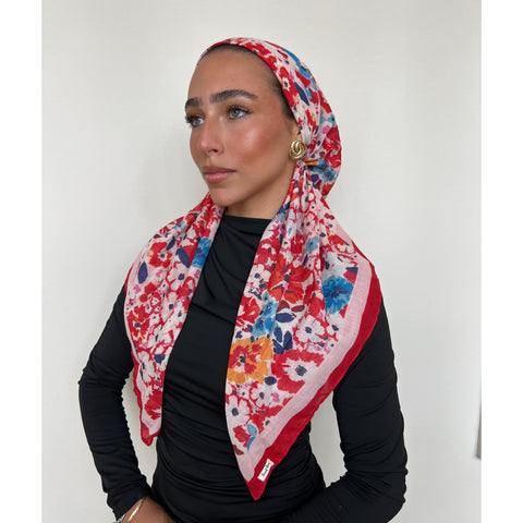 Red Riviera Bloom Headscarf SB