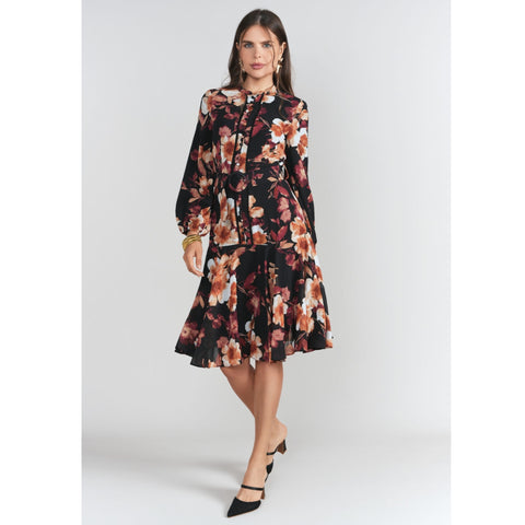 Sophie Dress Brown Floral Chiffon Adina LV