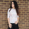 Water Color Floral Pink Multi Microribbed V neck Tee