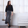 Janice Black Raw Hem Skirt
