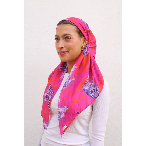 Hot Pink Tiger Headscarf SB