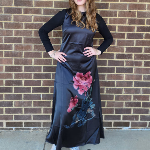 Large Floral Sleeveless Maxi Dress
