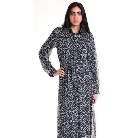 Navy Gina Button Down Maxi Dress