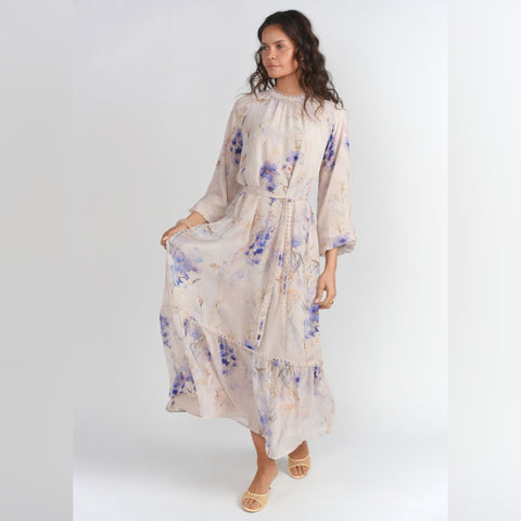 Celeste Flowy Chiffon Dress Light Floral
