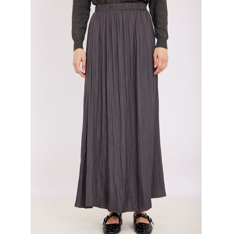 Grey Wrinkled Satin Skirt