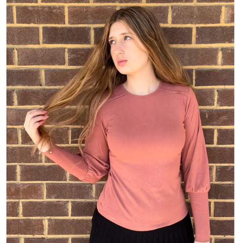 Mauve Puff Sleeve Top Ivee