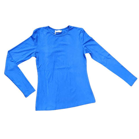 Royal Micro Ribbed Crew Neck Tee Long Sleeve