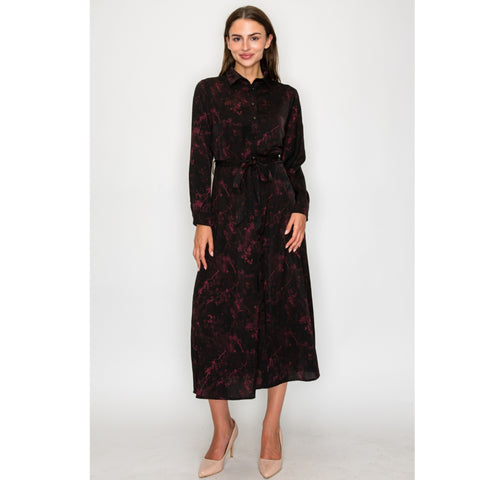 Burgundy Shimmer Leaf Dress