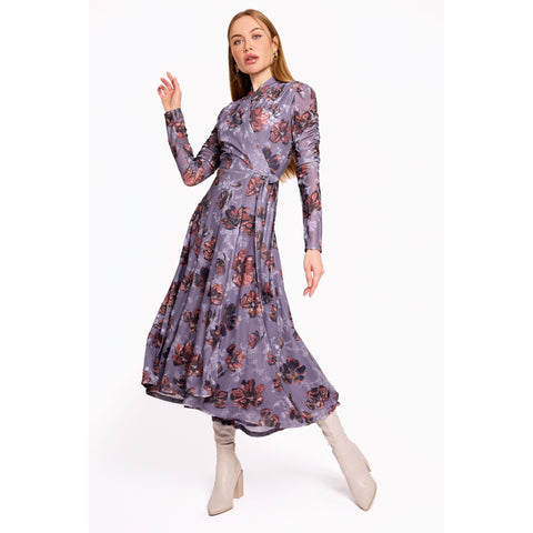 Purple Floral Wrap Dress