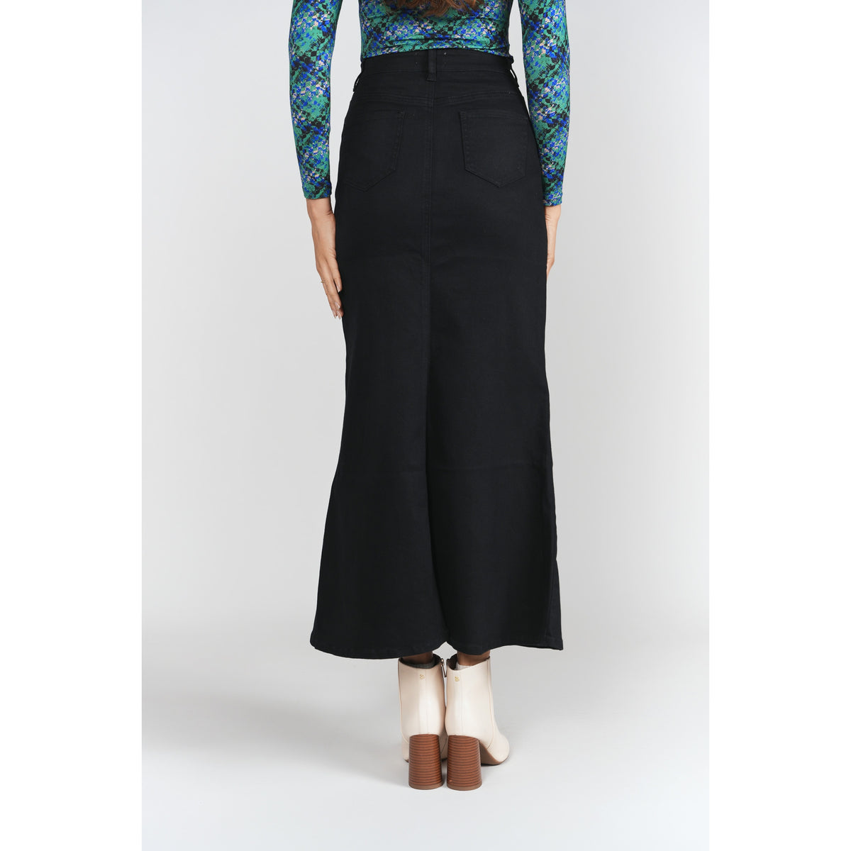 Black Mermaid Maxi Denim Skirt Adina LV
