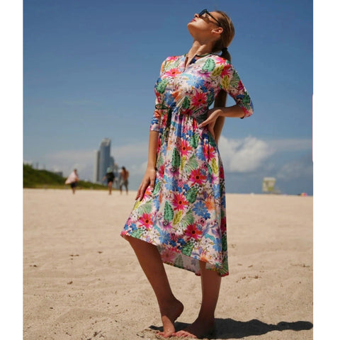 Hannah High Low Swim Dress Floral CVRGE