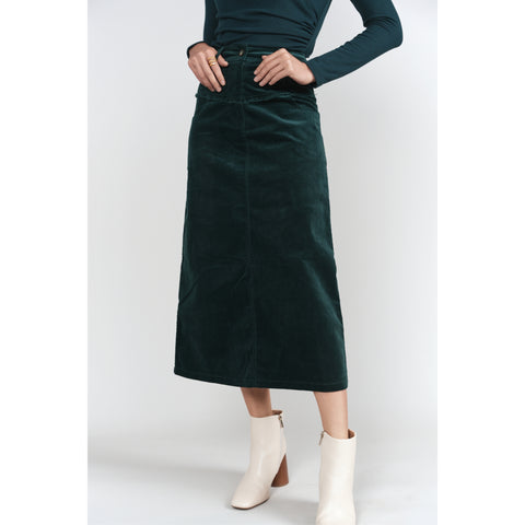 Fray Detail Skirt Emerald Corduroy Adina LV