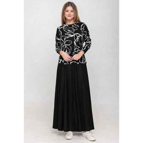 Black Denim Panel Skirt KMW 35" - The Mimi Boutique
