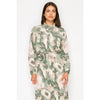Green Soft Floral Pleated Dress