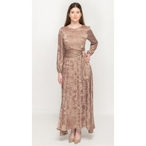 Side Tie Foil Maxi Dress