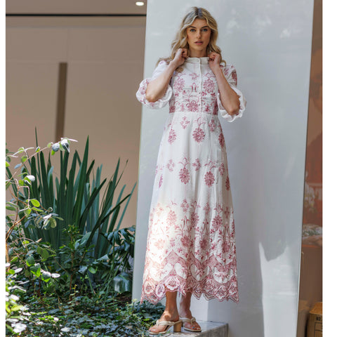 Eyelet Lace Midi Dress