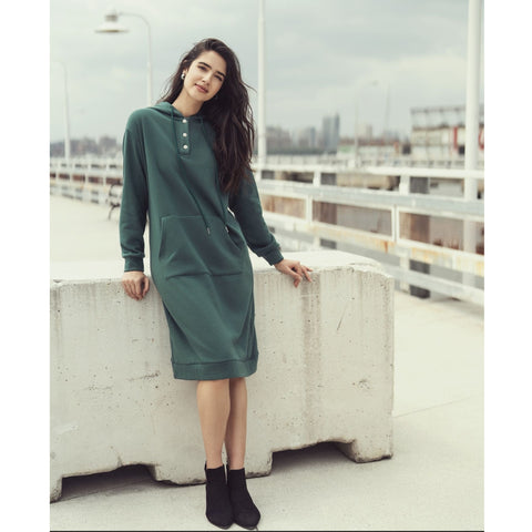Sara Hoodie Dress Green