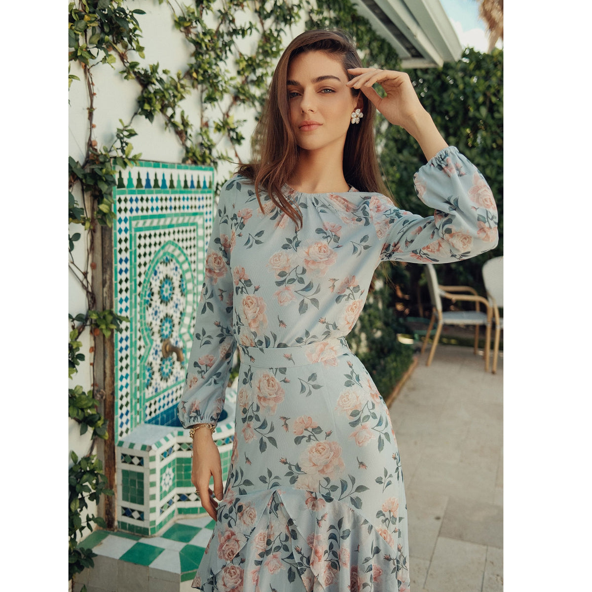 Jodi Skirt Blue & Pink Floral Adina LV - The Mimi Boutique