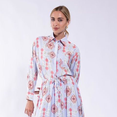 Lilac Printed Button Up