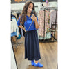 Wrinkle Navy Maxi Skirt Sam Fash
