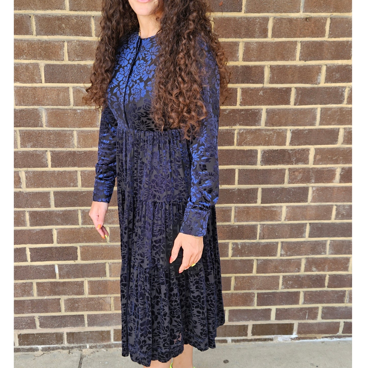 Velvet Floral Dress Lilac Teen - The Mimi Boutique