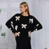 Maeve Bow Sweater Black/White