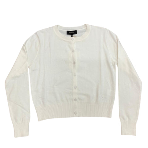 White Crew Neck Cardigan Sweater