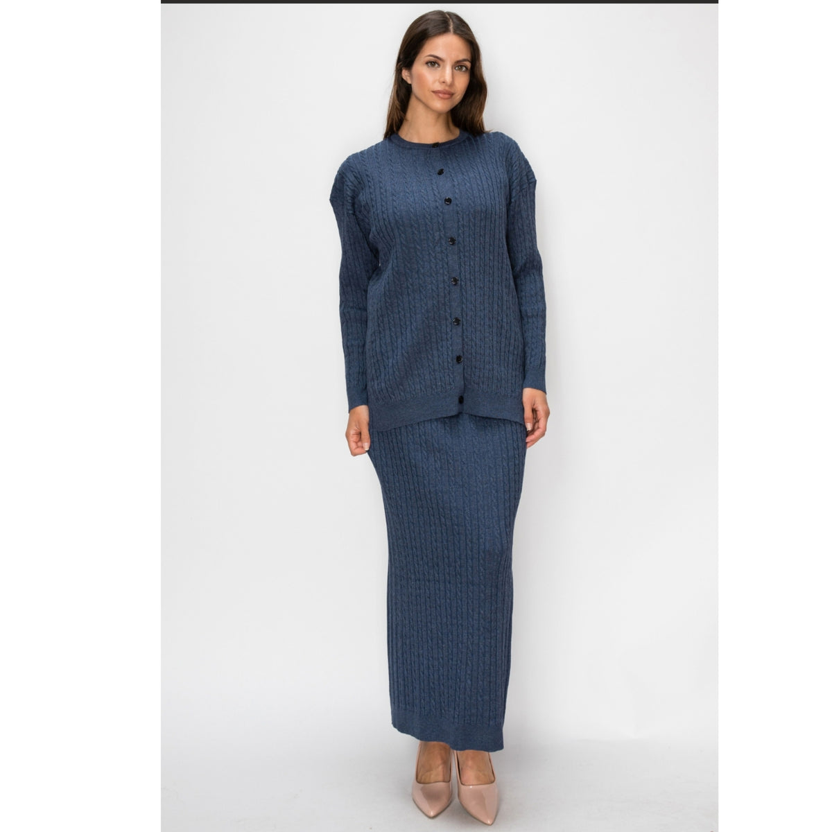 Blue Cable Cardigan Yal