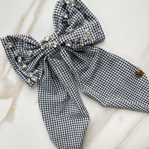Checkered Embellished Bow by Valeri