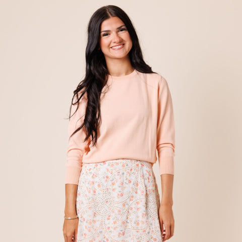 Peach Sweater With Pull Strings Lilac Teen - The Mimi Boutique