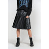 Black Drop Waist Leather Pleated Skirt Adina LV