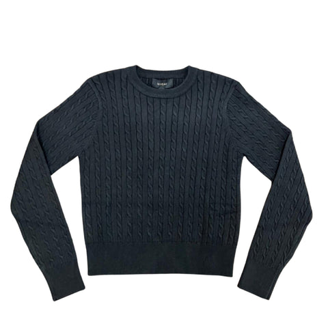 Black Cable Knit Crew Neck Sweater Lilac Teen