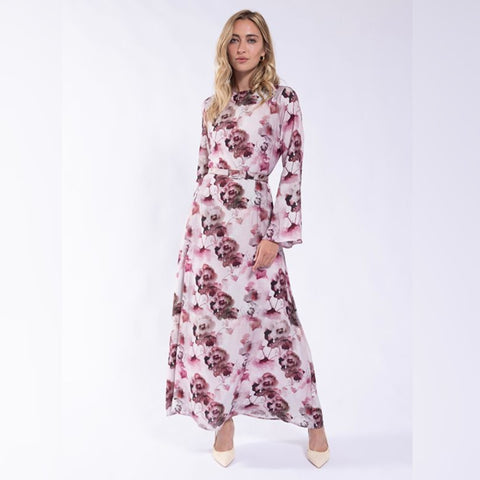 Pink Floral Belted Dress