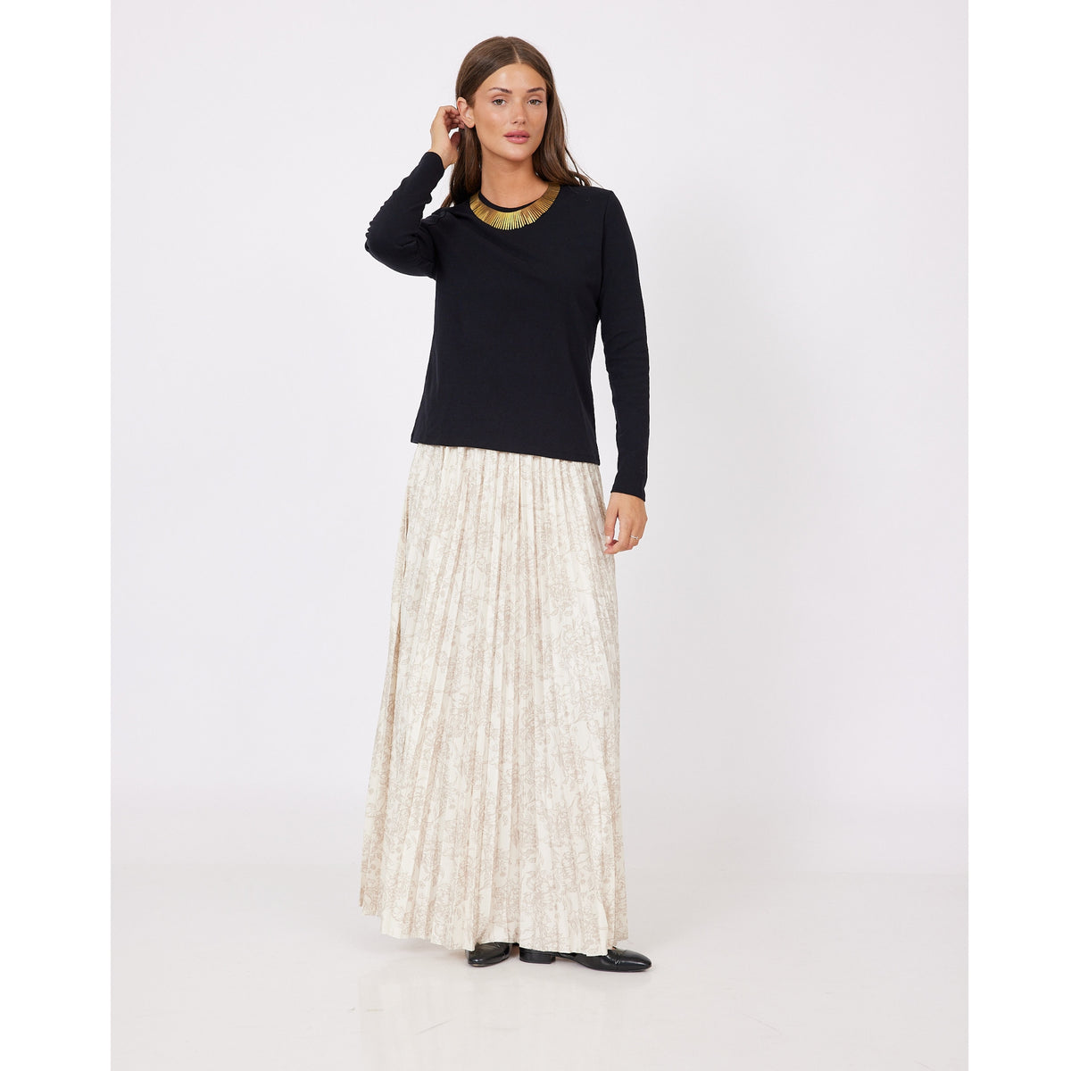 Cream Printed Floral Skirt OC