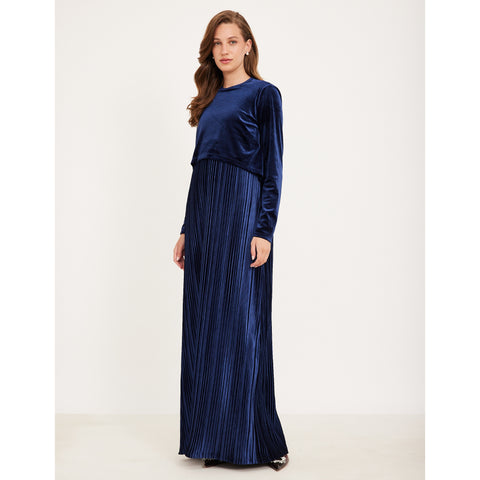 Nadia Navy Velvet Nursing Maxi Dress
