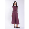 Wave Bottom Denim Skirt Plum