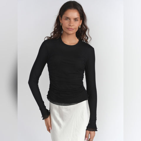 Clarion Black Mesh Top Lunella