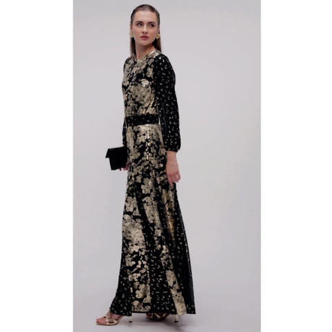 Black & Gold Foil Gown by Touch