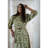 Green Floral Balloon Sleeve Dress