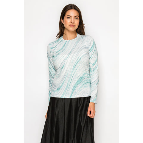 Turquoise Wave Print Tee