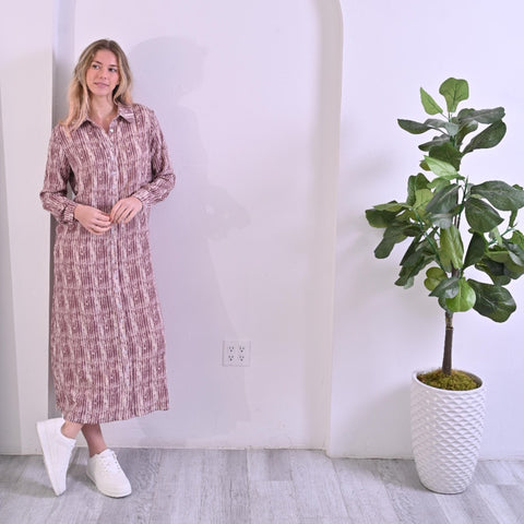 Olivia Dress Mauve Stripe