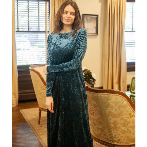 Sky Ruched Sleeve Velvet Maxi Jackie O