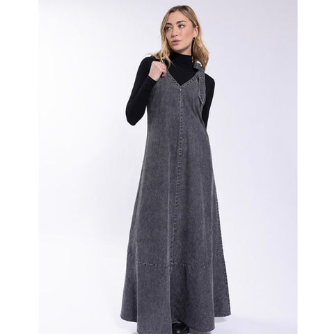 Shoulder Tie Denim Dress