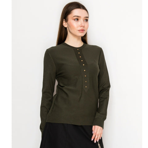 Olive Cute Button Front Sweater