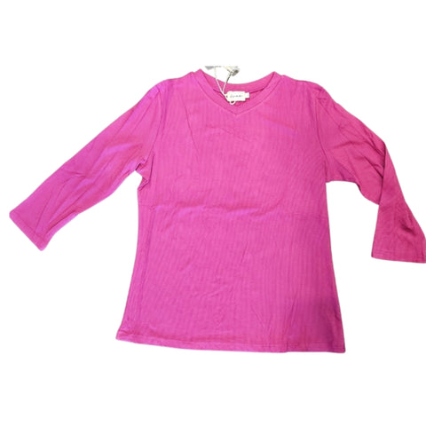 Magenta Micro Ribbed V-Neck Tee