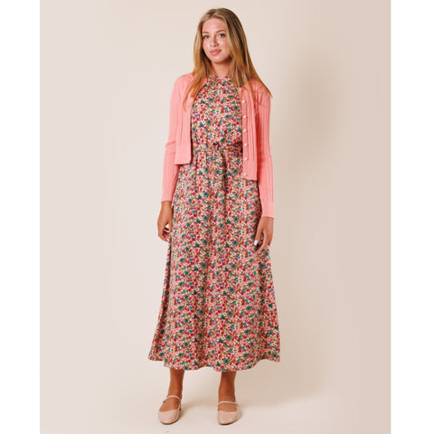 Pink Floral V neck Jumper Dress Lilac Teen - The Mimi Boutique