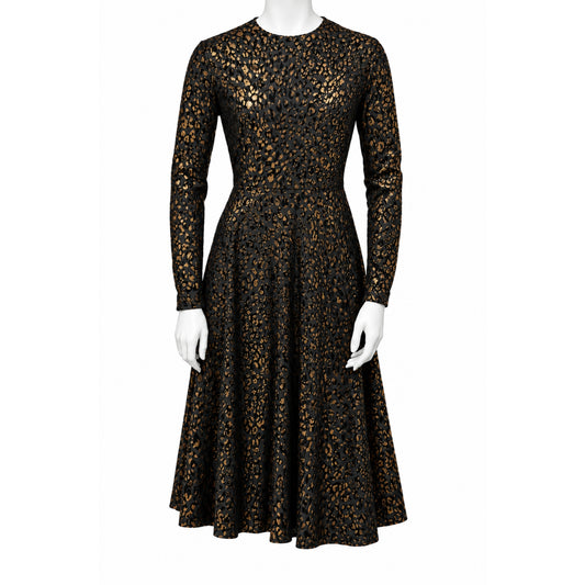Metallic Foil Paw Print Fit N Flare Dress
