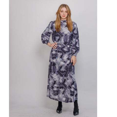 Gray Side Ruched Marble Skirt