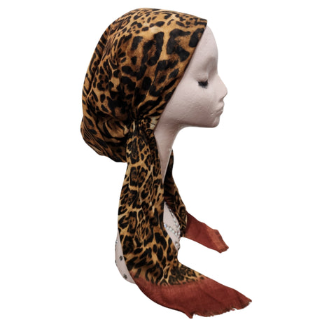 Leopard Print Color Border Pre-Tied Scarf Atifa