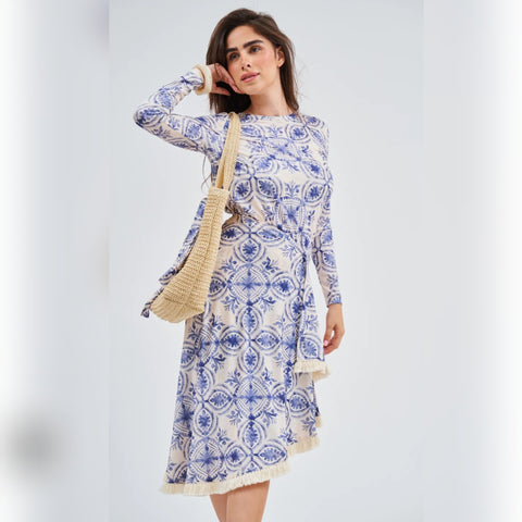 Blue Lapis Loose Basic Dress with Wrap DF